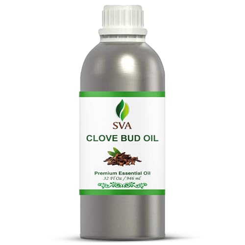 Image of SVA Clove Bud Essential Oil, Huge Bottle, Large Size, 32 Fl Oz (946 ml) | Clove Bud Oil for Diffuser, Humidifier, Home Fragrance, Oral Care, Body Massage, Soap Making, Candle Making & DIY Projects