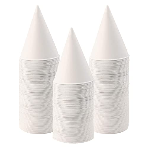 MR.FOAM 6 oz Snow Cone Cups 100pc White Paper Cone Cups Wax Coated Leakproof Cone Paper Cups For Water Ice Cream and Shaved Ice