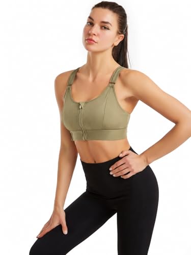 Image of Celary Woman's Sports Bra|Polyester Spandex High Impact Front Zip Sports Bra |Size:- XS to 5XL |Gym Workout & Yoga Running Activewear Bra with Criss Cross Back Support