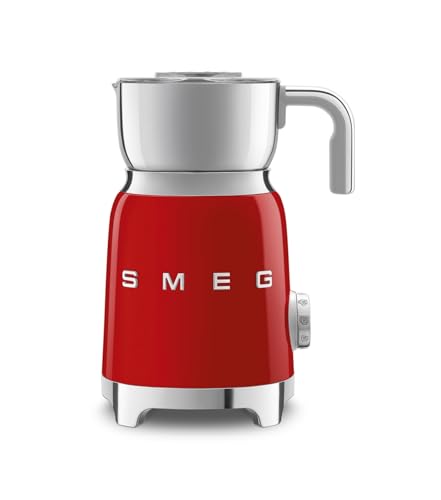 Smeg, Mousseur à Lait Multifonction MFF11RDEU, avec Système à Induction, 6 Programmes Prédéfinis, une Fonction Manuelle, Carafe Amovible 600 ml, Bouchon Doseur, Range Cordon Intégré, 500 W, Rouge