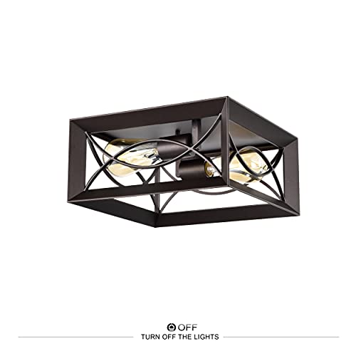 Bestshared Industrial Flush Mount Lighting Fixture, Farmhouse Flush Mount Close To Ceiling Lights, Farmhouse Flush Mount Ceiling Light For Kitchen Bedroom Hallway Stairway Entryway (Oil Rubbed Bronze) #TOP5
