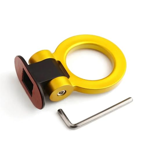 2 Car Style Trailer Hooks Designs，Decorative Car Sticker,Front Rear Trailer,Racing Ring Simulation,Vehicle Trailer Hook(Round Golden)