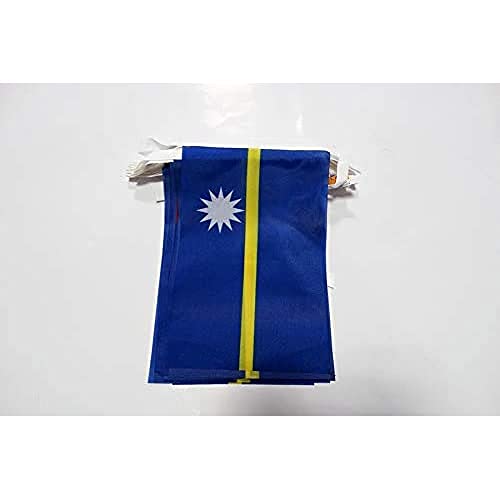 AZ FLAG - Guirlande Drapeau Nauru - 6 Mètres Avec 20 Fanions Nauruan De 21x14 cm - Petits Drapeaux 100% Polyester - 60g