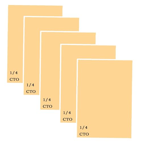 5 Packs 1/4 CTO Light Gels Sheet,Orange Warm Correction Filter