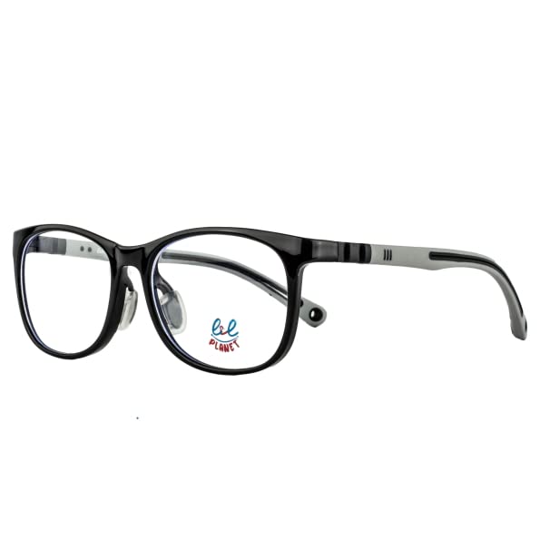 Image of LILPLANET Kids Computer Glasses: Matte Grey Transparent Full Rim Round Kids Hooper Digi Hooper-C3 | Rectangle Frames - TRD-105