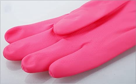 Image of Reusable Rubber Latex PVC Flock lined Long Sleeves elbow length Hand Gloves for Kitchen Dish-Washing, Cleaning, Gardening, Laundry and Sanitation and Lab Work (Long Elbow Lanth Gloves)