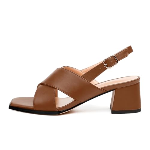 Women's Chunky Heel Sandals, Open Square Toe Adjustable Buckle Strap Low Block Heel Fashion Sandals for Women, Solid Color Versatile Shoes for Work/Party/Wedding2