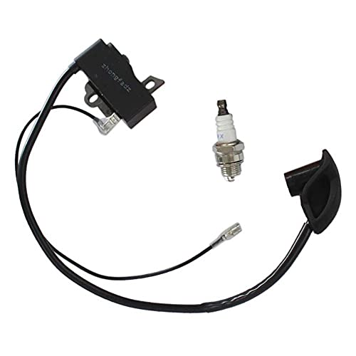 HURI Bobine d'allumage avec bougie d'allumage pour Stihl FS120, FS120R, FS200, FS200R, FS250, FS250R, FS300, FS350, FR350, FR450, FR480, FR480C - Rechange 4134...