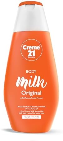 Creme 21 Body Milk Original Lotion - 250ml | Intense Moisturization for Dry to Ultra Dry Skin | Radiant Glow with Pro-Vitamin B5 & Almond Oil | Dermatologically Tested & Made in Germany