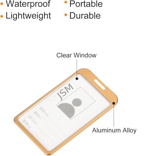 Image of Vertical i- Cards| Hard Metal ID Card Holder /Badge for Office| Compatible with Various Badge Holders, Clips, Lanyards, and Retractable Badge Reels (Pack of 3, Gold)