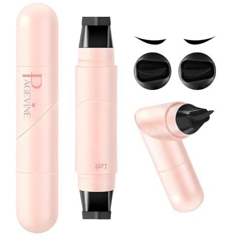 Dual Head Winged Eyeliner Stamp Pen Black Liquid Eyeliner with Left Right Wing Stamp Smudge Proof Waterproof Long Lasting Quick Dry Eye Liner Easy Cat Eye Makeup for Beginners
