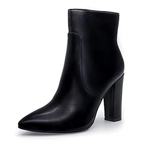 IDIFU Women’s Fashion Ankle Boots Comfy Pointed Toe High Heels Side Zipper Booties
