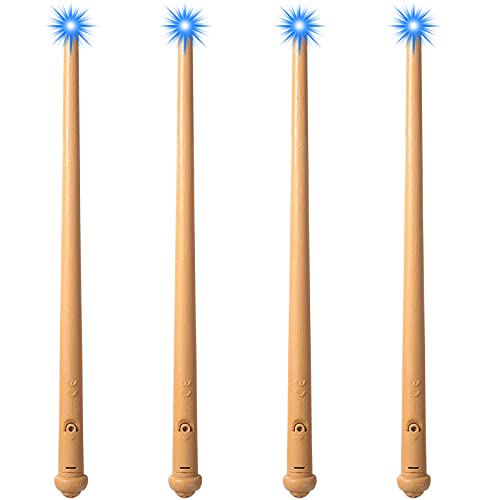 Meooeck 4 Pieces Halloween Light Up Magic Wands Light and Sound Toy Wizard Wands for Teens and Adults Halloween Cosplay Masquerade Halloween Witch Costume Accessories