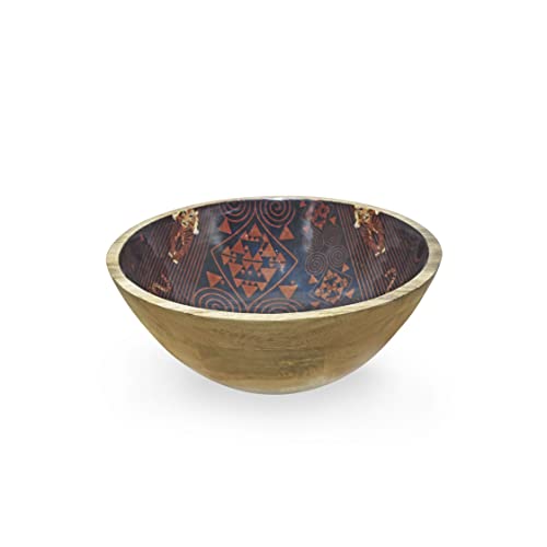 Yotreasure Tiramisu Safari Lion Salad Bowl With Salad Servers | Wooden Decorative Bowl | Wood Bowl With Tongs Set For Salads, Cereal, Popcorn & Fruit | Resin/Mango Wood Bowl #TOP2
