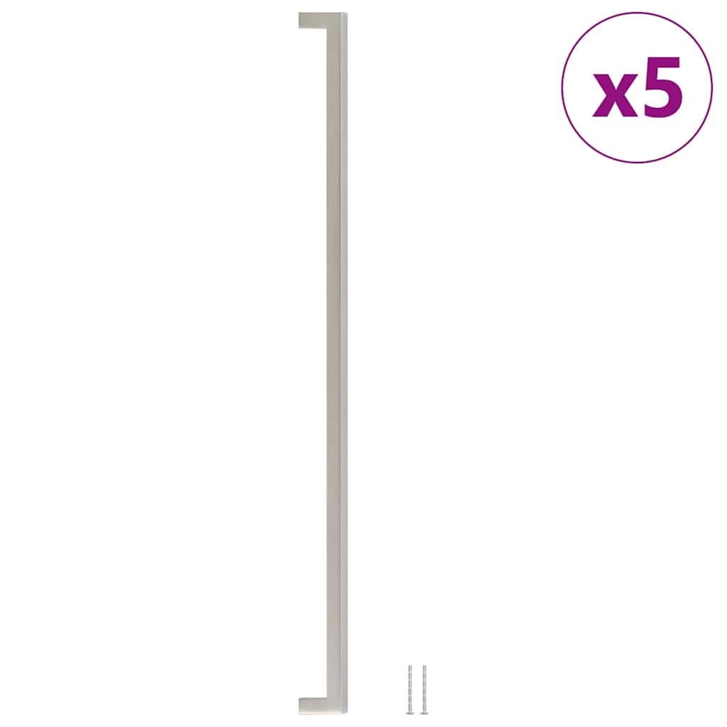 Tiradores para gabinete, 5 unidades, 480 mm, acero inoxidable, color plateado