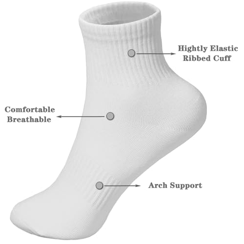 Image of Womens Ankle Socks, Combed Cotton Athletic Mini Crew Socks with Arch Support for Women Man