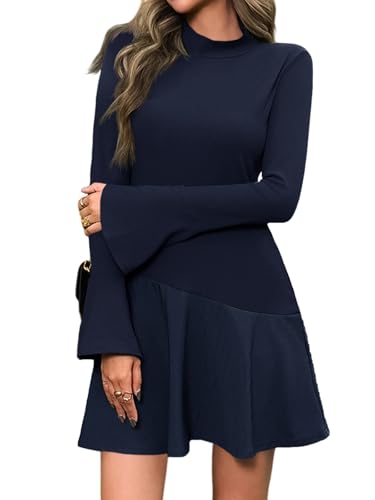 Robe d'automne en tricot d'une finition remarquable avec ourlet à volants sophistiqué