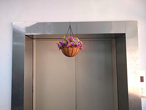 Silk Flower Chain Hanging Basket Flowerpot Artificial Daisy Fake Flowers Purple (Medium Basket) #TOP5
