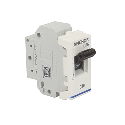Image of Anchor by Panasonic UNO Mini Penta Modular 10 Amp Single Pole C Curve MCB | Single Pole 10A MCB (65981)