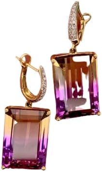 Silversea store 2.00 Ct Emerald Cut Ametrine Lever Back Drop & Dangle Earrings 14K Yellow Gold Finish 925 Sterling Silver