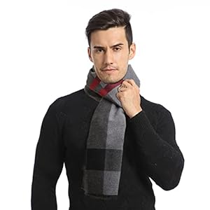 TRABIG Wintersjaal, zacht, warm kasjmier, wintersjaal heren, lange herensjaal, geruit, gebreide mannensjaal, klassiek en elegant plaid voor mannen