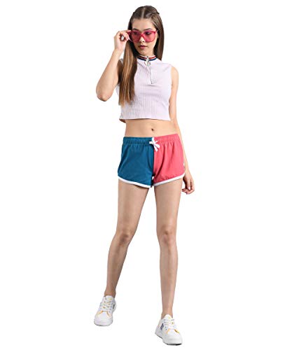 Image of KOTTY Purple and Light Pink Plain Women Night Shorts (Purple & LightPink-34)
