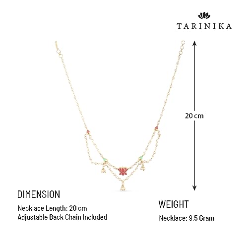 TARINIKA Jalaja Lotus Motifs Layered Pearl Necklace - Gold Plated Brass, Enamel & Pearls, Traditional Indian Jewelry for Women, Wedding & Festive Wear Gift for her4