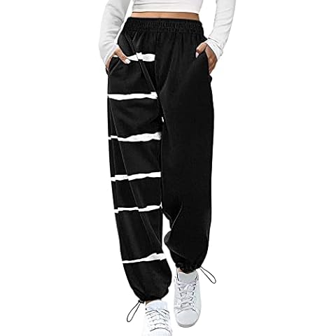 Women's Jogging Bottoms Clearance Smocked Waist Stretch Tracksuit Trousers Ladies Color Block Joggers Pants Training Sweatpants Fleece Activewear Baggy Sports Workout Gym Yoga Sweatpants Cover