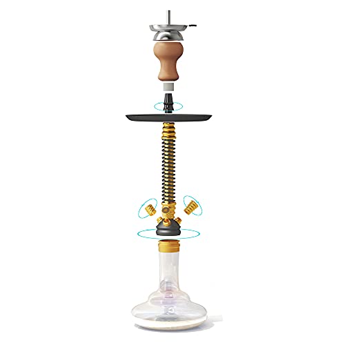 RMAN® Shisha Set mit 2 Shisha Tabak - Shisha Hookah 66cm Aluminium Wasserpfeife inkl. Schlauch Closed Chamber Tonkopf… – Bild 3
