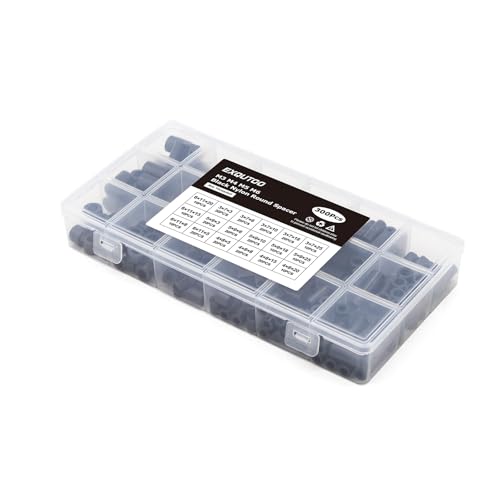 Image of Exqutoo 300Pcs ABS Round Spacers, ID 3mm, OD 7mm; 4mm, 8mm; 5mm, 9mm; 6mm, 11mm; Multiple Lengths, Non-Threaded Washers Suitable for M3 M4 M5 M6 Screws Hardware