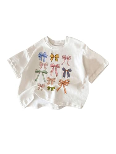 SOLY HUX Girl's Summer T Shirts Graphic Tees Short Sleeve Bows Printed Cute Tee Tops