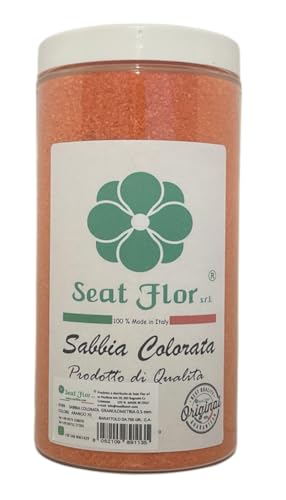 Seat Flor Sabbia colorata, sabbia per decorazioni, sabbia per wedding, sabbia mis. 0.3/0.7 mm. in barattolo da 750 gr. (Arancio)