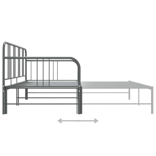 vidaXL Ausziehbett Sofabett Ausziehsofa Bettgestell Tagesbett Schlafsofa Gästebett Bett Metallbett Bettsofa Sofa Couch Grau Metall 90x200cm – Bild 5