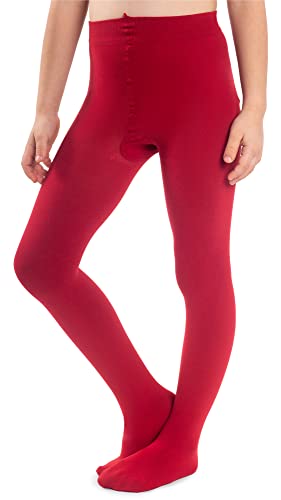 NOQ Medias gruesas para niña Corina Plain 120 DEN con pies calientes, leggings para habitación de los niños, ballet, clase de baile, opacas, negro, azul marino, blanco, rosa, rojo, 104 cm-110 cm