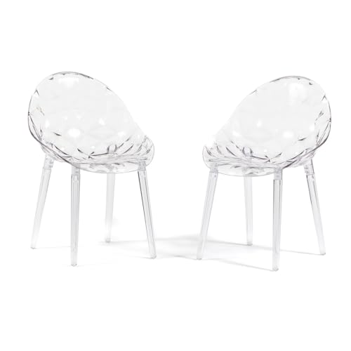 SIEDITI FUORI E DENTRO Chaises de Salle à Manger Transparentes en Polycarbonate, chaises de Cuisine Design Moderne et élégant - Diamante (2 chaises, Transparent)