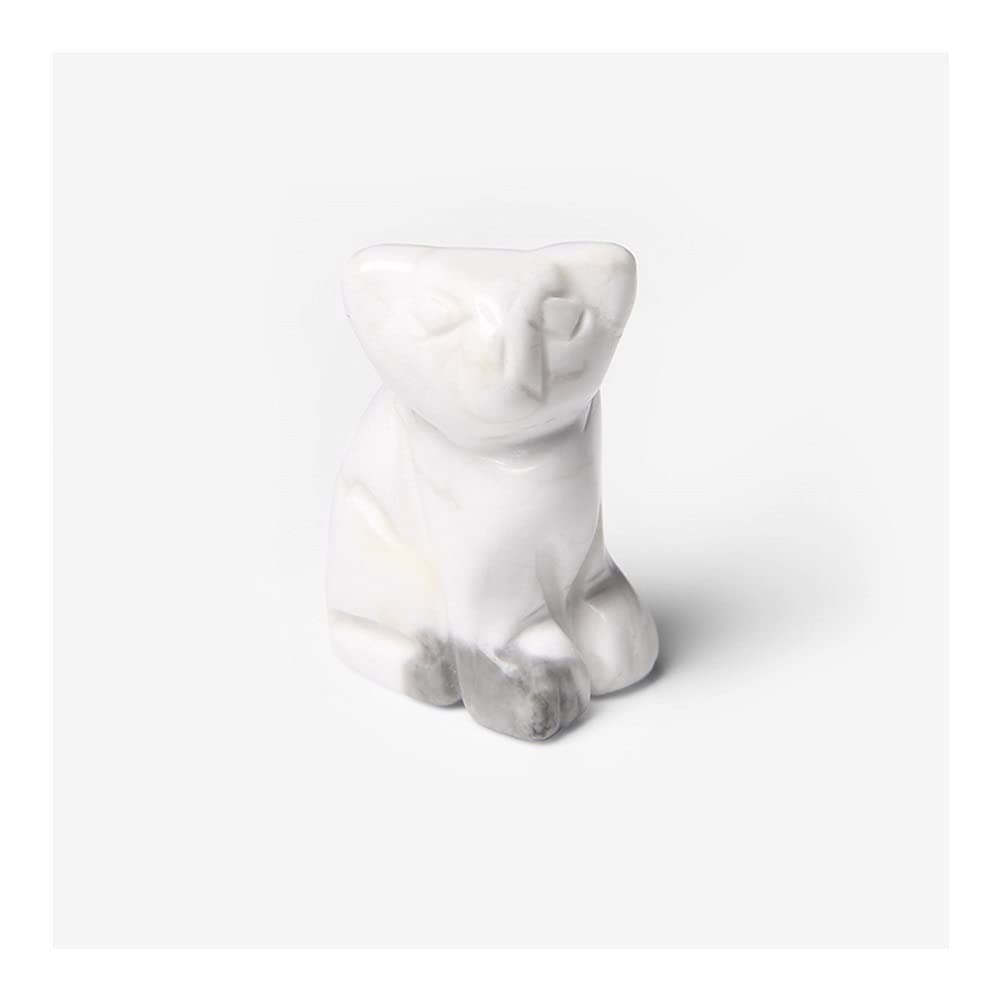 SnamicE Natural crystal rough 1PC Cat Eagle Statue Lucky Natural Carving Crystal Stone Animals Figurines Stone Decoration Gifts Crafts,2.howlite Cat