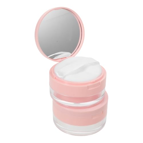 Healeved 2 piezas Caja Compacta para Polvo Suelto Recargable con Espejo Integrado y Malla Elástica Estuche Portátil para Maquillaje de Viaje Funcional