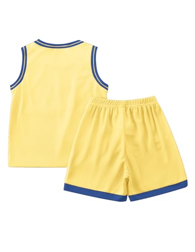 Image of 2 or 6 Piece Kids Boys Basketball Jersey Set Youth Letters Printed Lightweight Basketball Tank Top and Track Shorts