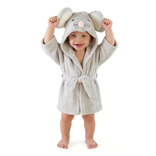 Image of Baby Boy Bathrobe Hooded Towels Unisex Infant Bath robe Towel For Toddle Terry Ultra Absorbent Durable Blankets
