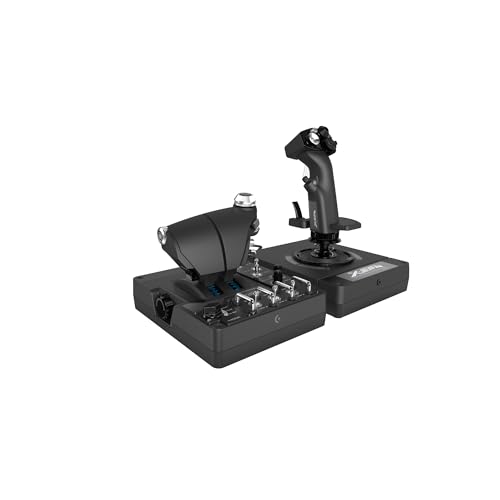 Logitech G X56 H.O.T.A.S. Schubregler & Stick-Controller für Weltraum-Simulationen, 6 Freiheitsgrade, 4 Federoptionen, +189 Programmierbare Befehle, RGB-Beleuchtung, 2x USB-Anschluss, PC - Schwarz