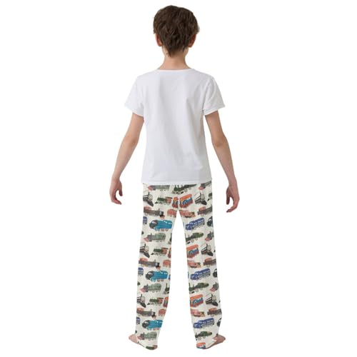ZZXXB Train Truck Boys Long Pants Soft Trousers Elastic Waist Kids Lounge Bottoms with Pockets S-XL3