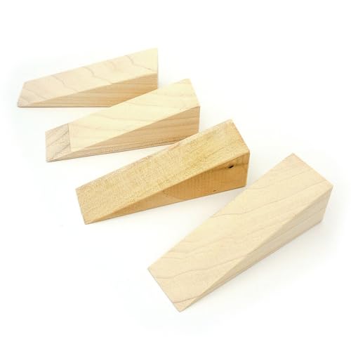 Generic Wood Door Stops - 4 Pack - Poplar Hardwood, Made in The USA, wedge4