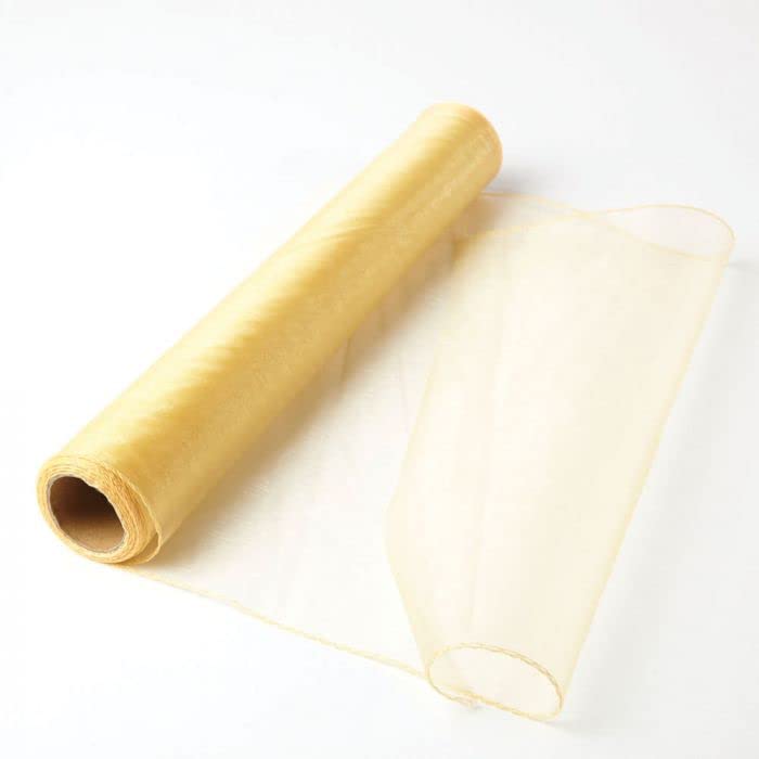 Oasis Organza Fabric Roll – Gold,10 Meters | Multipurpose Cloth for Flower Bouquets, Party Décor, Costumes, Gift Wrapping, Hampers, Backdrops, Mandap & Pooja Decoration, Ribbon Wedding Accessories