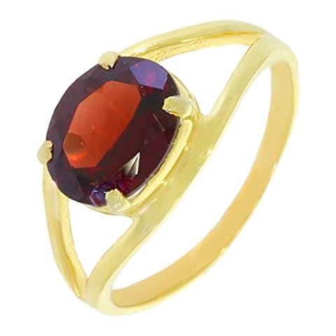 ARTIPOL Ring real Red garnet gold plated European product French style - Jewellery in rhodium silver - Ref M-01 - size Q Cover