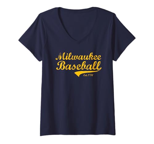 Womens Classic Milwaukee Wisconsin Baseball Fan Retro Vintage V-Neck T-Shirt
