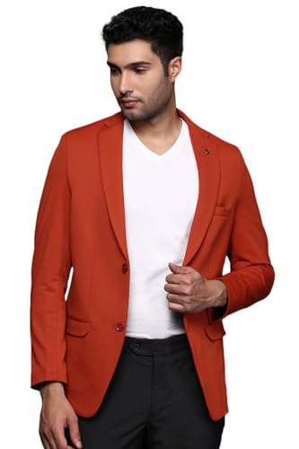Image of SHOWOFFFF Men Solid Single Breasted Formal Blazer | Notched Lapel Full Sleeves Cotton Blazer for Mens | Slim Fit Regular Length Blazer for Men's