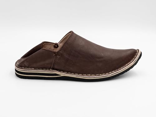 Moroccan Babouche Shoes, Timeless Elegance for Your Feet, Unisex Handmade Babouches slippers Dyed With Natural Color, babouche men, babouche women (47 EU, Brown)3