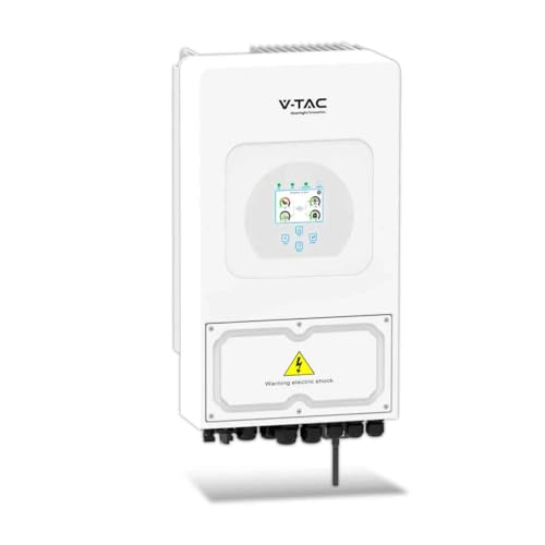 Inverter Fotovoltaico Monofase, Ibrido On-Grid/Off-Grid, Certificato CEI 0-21, Schermo LCD Touch a Colori, Smart Meter Integrato, WiFi e TA Inclusi, Garanzia 10 Anni, IP65 (5KW)