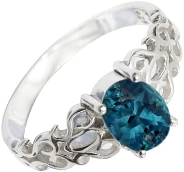 SILVERNROCK London Blue Topaz Lab Grown Gemstone Silver plated Meditation Ring H