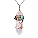 Bivei Tree of Life 7 Chakra Gemstone Copper Wire Wrap Irregular Clear Quartz Point Crystal Pendant Necklace(Rose Gold Plated Chakra-Natural Color)